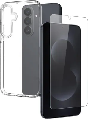 Immagine prodotto di Custodia per cellulare + vetro protettivo per Samsung Galaxy S26 5G, set con cover in TPU 9H trasparente