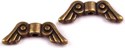 100 Zwischenelemente, Zierperle 'Engelsflügel', 5x15mm, altmessing