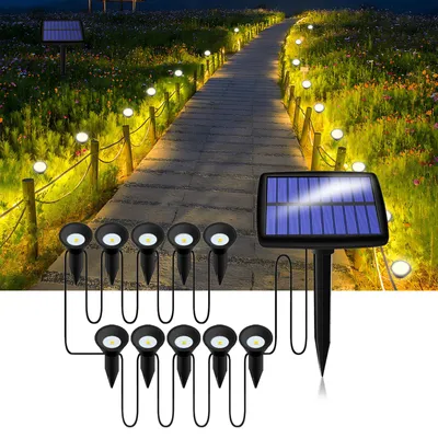 10er-Set Solarleuchten, IP44, warmweiß, für Garten & Wege