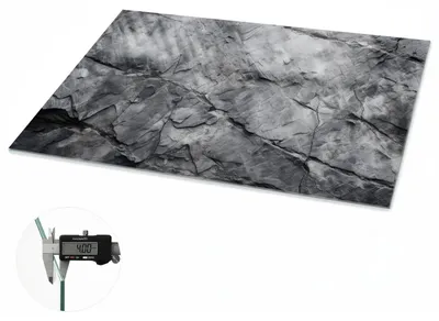 Produktbild von Glas Tischplatte 120x80 cm – Tischauflage aus gehärtetem Glas – Glasplatte für Esstisch – Küchentischplatte aus Glas – Tischschutz Glas modern – Dekorative Glasplatte – Pflegeleichte Glastischplatte – Sicherheitsglas Tischplatte – Felsstruktur, KI-generiertes Bild