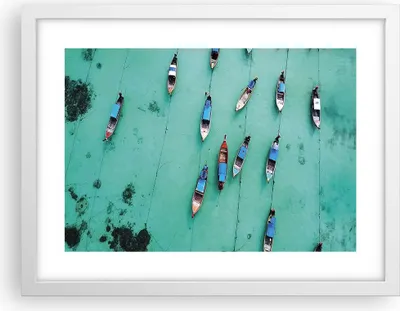 Produktbild von Gerahmtes Poster - Weißer Rahmen - Boote mit Luft - 40x30 cm - Wand Bild - Wanddeko - Wandbilder - Kunstposter - Wandposter - Bilderrahmen - Bilder - Kunstdruck - Wandbild - P2WAA40x30-4362