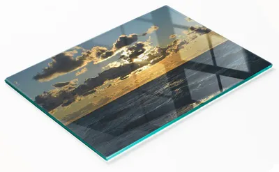 Immagine prodotto di Tagliere in vetro decorativo, "Tramonto sul mare", 80 x 52 cm