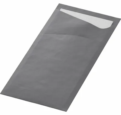 Immagine prodotto di 100 Duni Sacchetto® in cellulosa con tovaglioli, grigio granito bianco, 19,5x8,5 cm, 156950