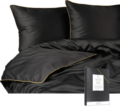 Zdjęcie produktu dla Deco4Home Pościel Makosatyna Pure | 160x200cm | Lamówka | Czarna
