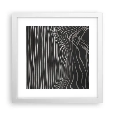 Produktbild von Gerahmtes Poster - Weißer Rahmen - Abstraktion Streifen Schwarz und Weiß - 30x30 cm - Wand Bild - Wanddeko - Wandbilder - Wandposter - Bilderrahmen - Bilder - Kunstdruck - Wandbild - P2WAC30x30-4152