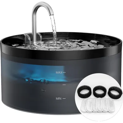 Produktbild von Katzen-Trinkbrunnen 3.2L mit LED-Licht und 3-fach Filtersystem, Schwarz