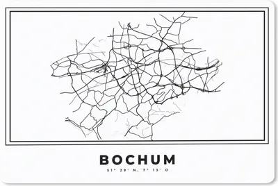 Produktbild von MuchoWow® Schreibtischunterlage Deutschland - Bochum - Stadtplan - Karte - Schwarz-Weiß - Karte 60x40 cm - XXL Mauspad - Großes Mauspad