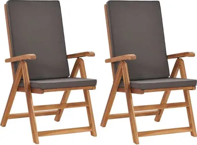 Obrázek produktu pro Polohovací zahradní židle s poduškami 2 ks masivní teak šedé