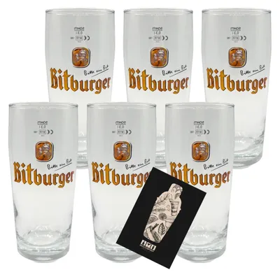Produktbild von Bitburger Biergläser 6er-Set – 0,3L geeicht, klassisches Pilsbierglas