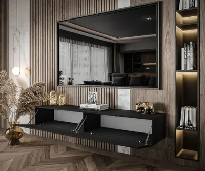 Produktbild von RTV Schrank COLETTE 175 cm schwarz matt + LED
