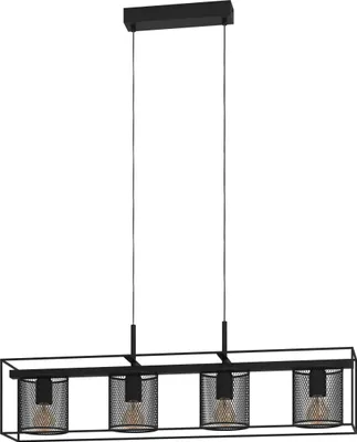 Produktbild von CATTERICK Hängeleuchte Hängelampe Pendellampe Pendelleuchte - L91 x B16,5 x H110 cm - schwarz - 4X40W exkl. - IP20