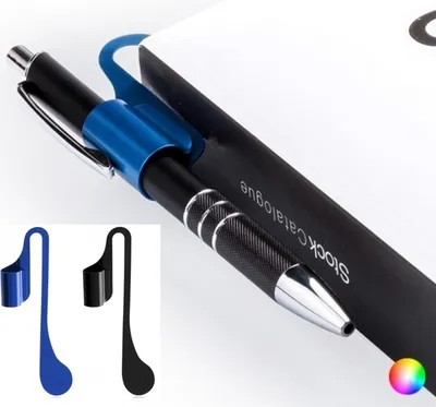 Produktbild von GKA 2 Stück Lesezeichen mit Kugelschreiberhalterung Stifthalter Hilfe Pen Loop Aluminium Kugelschreiber