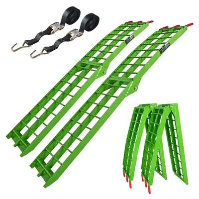 Produktbild von TRUTZHOLM 2x Auffahrrampe klappbar 180 cm Traglast 680 kg Alu grün geriffelte Einzelstäbe Verladerampe