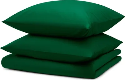 Produktbild von Blumtal Bettwäsche 155x220cm + 2x Kissenbezug 40x80cm - Mikrofaser Bed Sheets 155x220cm - 3-er Set Bettwäsche Dunkelgrün