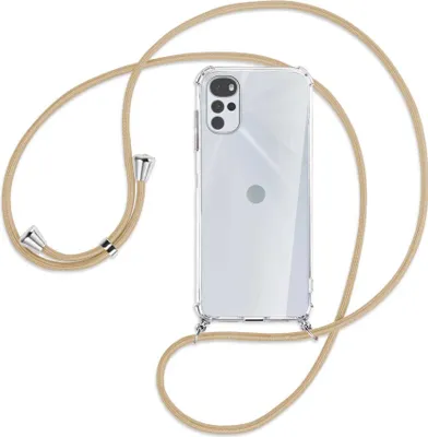 Produktbild von Handykette Backcover-Schutzhülle mit Band (Metall silberfarben) für Motorola Moto G22 4G - caramel