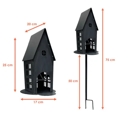 Image de Fiche métallique de jardin MAISON en gris - env. 75 cm - Deko Porte-bougies Support