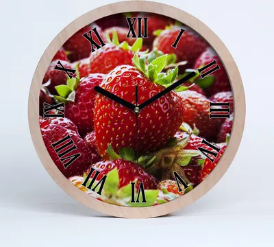 Produktbild von Holzuhr 25fi cm wanduhr - schwarze Spitzen - Erdbeeren