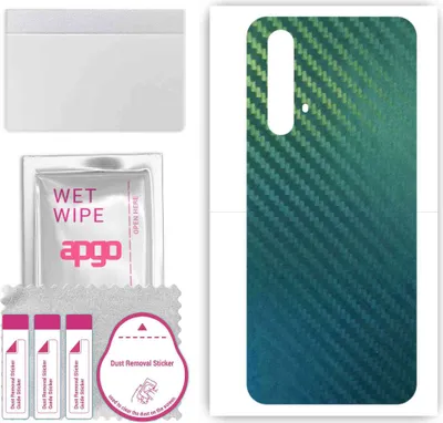 Produktbild von apgo Rückseite Schutzfolie, Skin, kompatibel mit Realme X3, Hinten Displayschutzfolie aus Vinylfolie, kratzfest, einfache Montage - Kohlenstoff-Chamäleon CAKA1