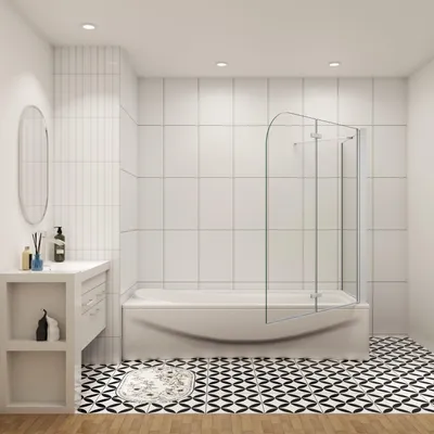 Produktbild von AICA 90cmx140cm Weiß Badewannenaufsatz 6mm NANO ESG-glas mit 80cm Weiß Seitenwand 2-teilig Faltwand Badewannenfaltwand Duschabtrennung Duschwand Trennwand