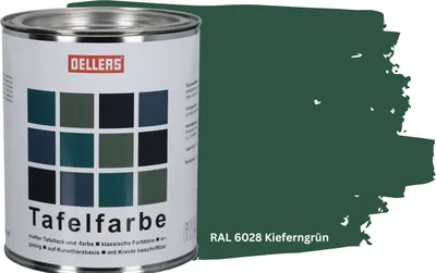 Produktbild von OELLERS 2in1 Tafellack RAL 6028 Kieferngrün Matt 1L Tafelfarbe Schultafelfarbe Schultafellack