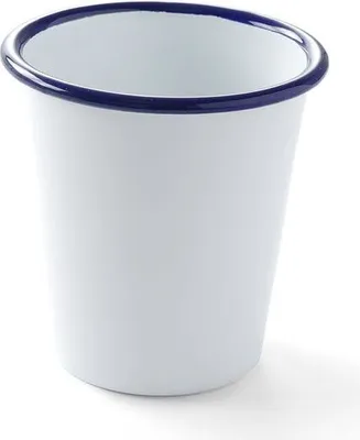 Produktbild von 6x Emaillie Becher, weiß blau, 400 ml, Ø 9 cm