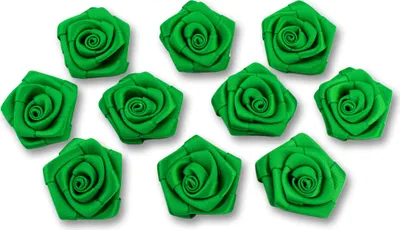 Produktbild von Satinrosen 3cm zum Basteln & Aufnähen 10 Stück Grün