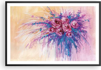Produktbild von Gerahmtes Poster - Schwarzer Rahmen - Blumenstrauß Blumen Rosen - 91,5x61 cm - Wand Bild - Wanddeko - Wandbilder - Kunstposter - Wandposter - Bilderrahmen - Bilder - Kunstdruck - P2BAA91x61-4465