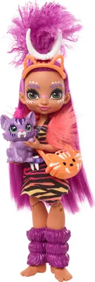 Produktbild von Cave Club Roaralai Puppe (25 cm), prähistorische Modepuppe mit Haus-Dinosaurier