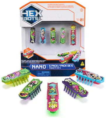 Image de HEX NNO Flash Nano, lot de 5, couleurs variées, jouet, à partir de 3 ans, piles non incluses