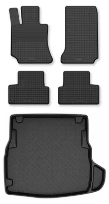 Productafbeelding van Rubberen automatten + kofferbakmat voor Mercedes-Benz Klasa C W205 vanaf 2015 (sedan) – 5-delig, zwart, op maat – Wielganizator Semi-Universal