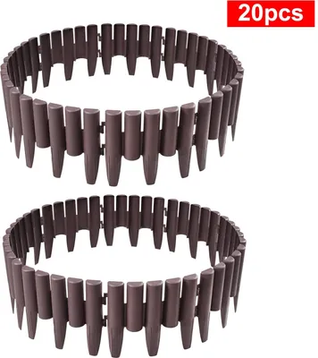 Two brown plastic garden borders arranged in circles on a white background.