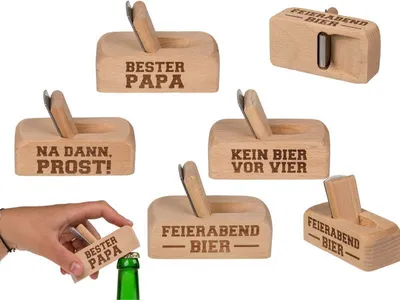 Obrázok produktu pre Otvárač na fľaše s drevenou rukoväťou v dizajne lietadla otvárač na pivo korunový korok pánsky darček