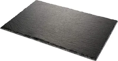 Image de Unyqoos® : Plaque de schiste – Plateau de service en schiste naturel, dimensions 35 x 25 cm, avec pieds antidérapants pour une présentation élégante