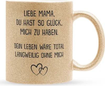 Produktbild von 22Feels Glitzertasse Gold Mama Geschenk Muttertag Mutter Geburtstag Kaffeetasse Frauen Weihnachten Haferl Geschenkidee Bürotasse