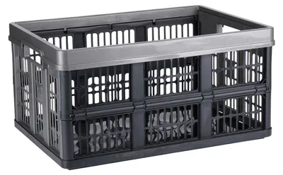 Zdjęcie produktu dla Dirt Devil Składana skrzynka 45 l – Składana skrzynka na zakupy – Składana skrzynka z możliwością układania w stosy – Wentylowane uchwyty – Czarna