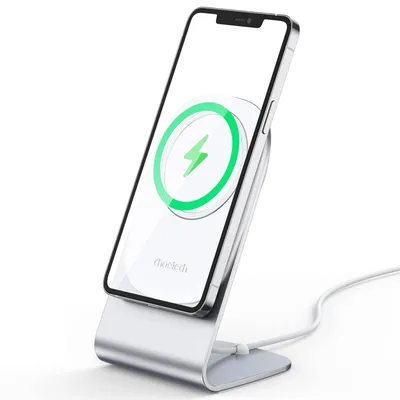 Obrázok produktu pre Choetech T517-F MagSafe bezdrôtová nabíjačka 15W + stojan, strieborný