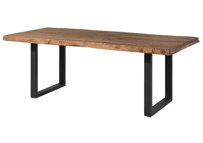 Image de MASSIVMOEBEL24 | Table à manger 220x100 en bois de Sheesham teinté brun mat pieds en U anthracite mat FREEFORM 5