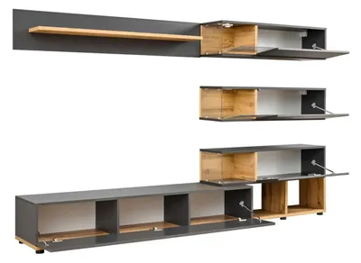 Produktbild von Luxus Wohnwand Wandregal Regal Wohnzimmer TV-Ständer Modern Holz Designer