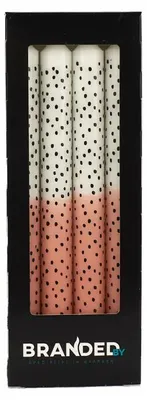 Productafbeelding van Branded By Gekleurde kaarsen met stippen, stompkaarsen, Ø 2,2 × 25 cm - Roze - Set van 4