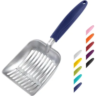 Produktbild von Katzenstreuschaufel Aluminiumlegierung Tiefe Schaufel Langer Griff Kotsieb 28 x 11 cm Blau