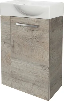 Produktbild von Fackelmann SBC STANFORD Gäste WC Set 2-teilig 45 cm, Braun hell, rechts, Keramik Hahnloch links