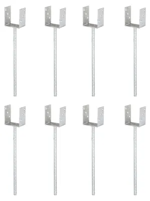 Produktbild von Alberts 8 x U-Pfostenträger, Riffelstahl-Betonanker, 121x121 mm, Betonanker 400 mm, feuerverzinkt, zum Einbetonieren