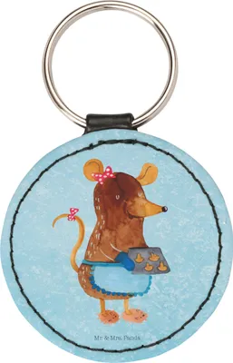 Produktbild von Mr. & Mrs. Panda anhänger schlüssel Maus Kekse - Eisblau - Geschenk, mini schlüsselanhänger, Chaosqueen, schlüsselbund, Backen, Plätzchen, Taschenanhänger, Weihnachten