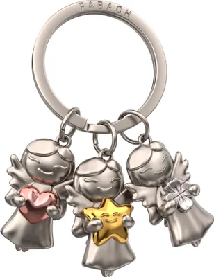 Produktbild von "3 Stars" Schutzengel Schlüsselanhänger - Engel Glücksbringer - Glücksengel mit Kleeblatt, Herz und Stern