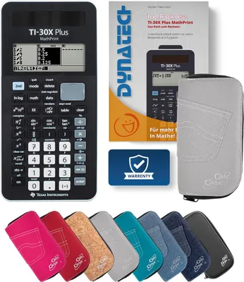 Produktbild von TI-30X Plus MP Taschenrechner mit Schutztasche hellgrau und Fachbuch