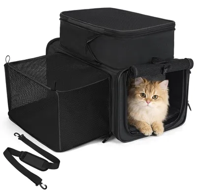 Transportbox für Katzen, ausziehbar, 42x28x23 cm, Flugreisen