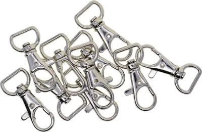 Obrázok produktu pre INF Otočné polkruhové krúžky s karabínou, 10 ks. Strieborná 2 cm