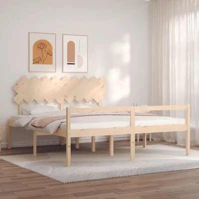 Zdjęcie produktu dla The Living Store Łóżko dla seniora z zagłówkiem Super Kingsize z litego drewna