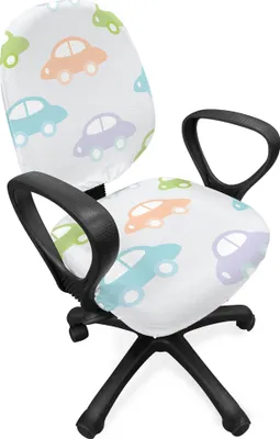 Produktbild von ABAKUHAUS Auto Bürostuhl Schonbezug, Pastell Cars Pattern, dekorative Schutzhülle aus Stretchgewebe, Mehrfarbig