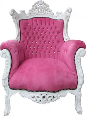 Produktbild von Casa Padrino Barock Antik Stil Sessel Al Capone Pink / Weiß mit Bling Bling Glitzersteinen 90 x 80 x H. 127 cm